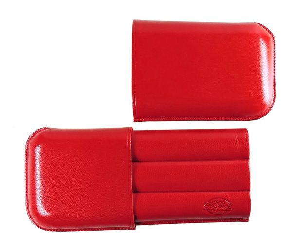 Torpedo cigar case (3 cigars) - Red - 146 b