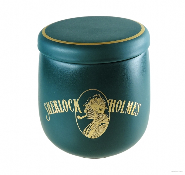 Vaso Porta Tabacco Sherlock Holmes  Verde Opaco DSH5VO - Ceramica - 002 a