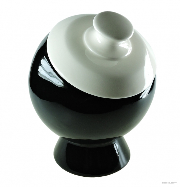Vaso Porta Tabacco Globe Nero/Bianco - D155 - Ceramica - 001 a