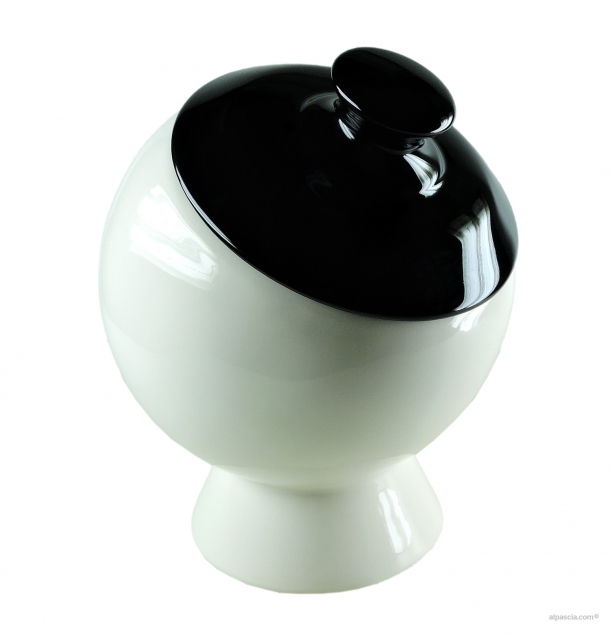 Vaso Porta Tabacco Globe Bianco/Nero - D150 - Ceramica - 002 a