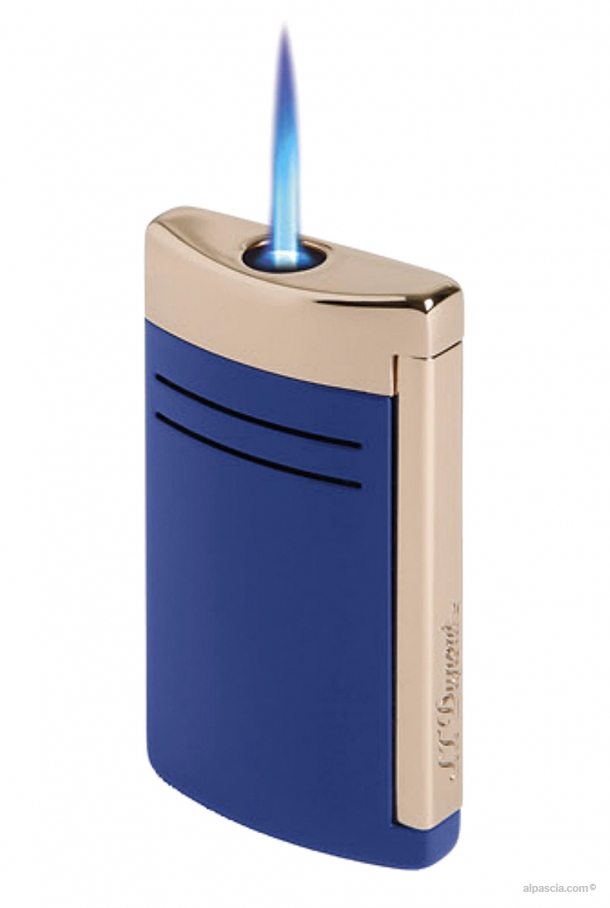 S.T. Dupont MAXIJET Lighter Shiny blue lacquer/rose golden 020173 b