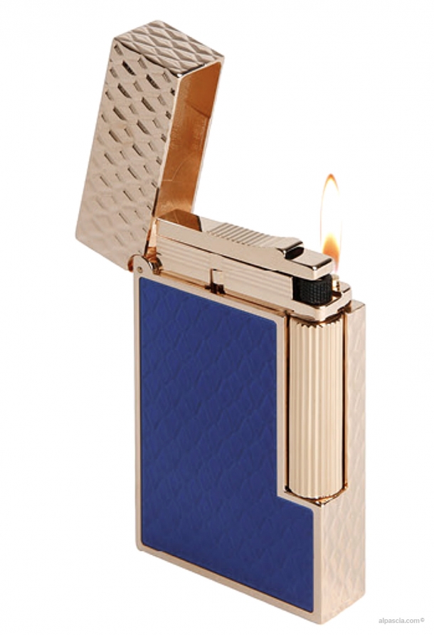 S.T. Dupont Lighter Line 2 Shiny blue lacquer/rose golden C16632 - Lighter b