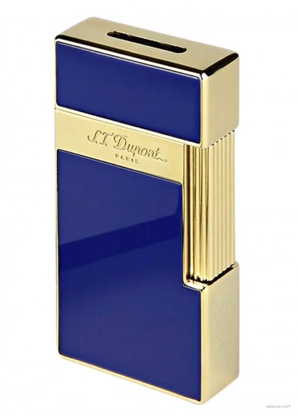 S.T. Dupont Biggy Golden Shiny Blue Lacquer Lighter 025005