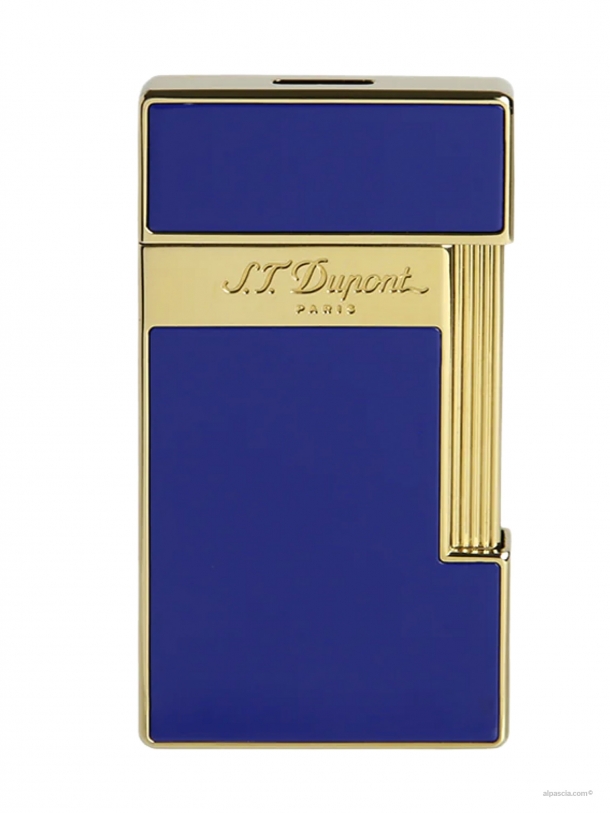 S.T. Dupont Slimmy accendino laccato blu e dorato  028005 a