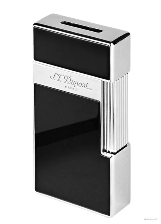 S.T. Dupont Biggy Chrome Shiny Black Lacquer Lighter 025001 a