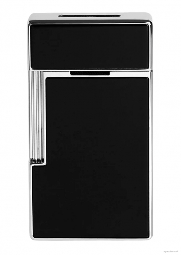 S.T. Dupont Biggy Chrome Shiny Black Lacquer Lighter 025001 b