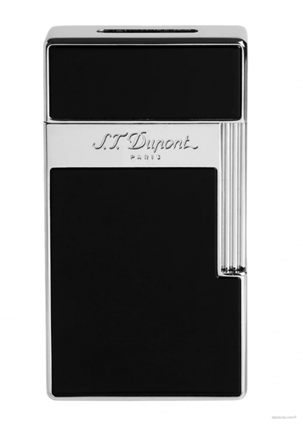 S.T. Dupont Biggy Chrome Shiny Black Lacquer Lighter 025001 c