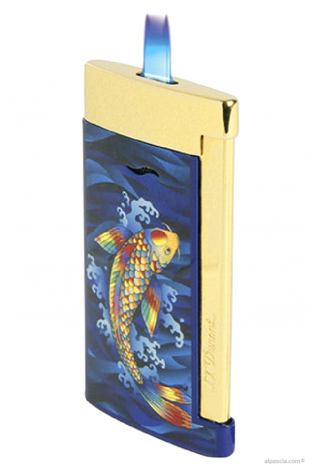 S.T. Dupont Slim 7 lighter Koi Fish golden/shiny blue lacquer  027797KF - Lighter b