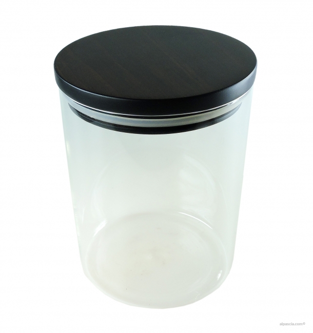Glass tobacco jar with walnut cap