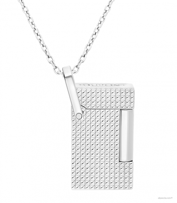 S.T. Dupont Accendino Lighter Necklace Diamante Arabescato Argento K27066CH a